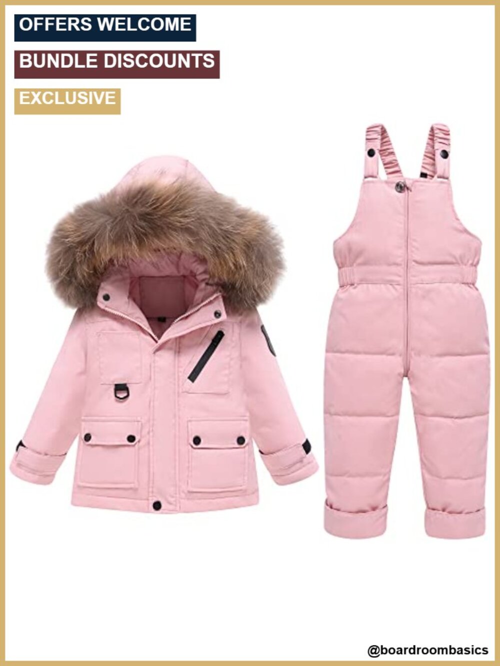 Toddler Snowsuit Set Hooded Down Jacket Ski Bib Pants Winter Warm